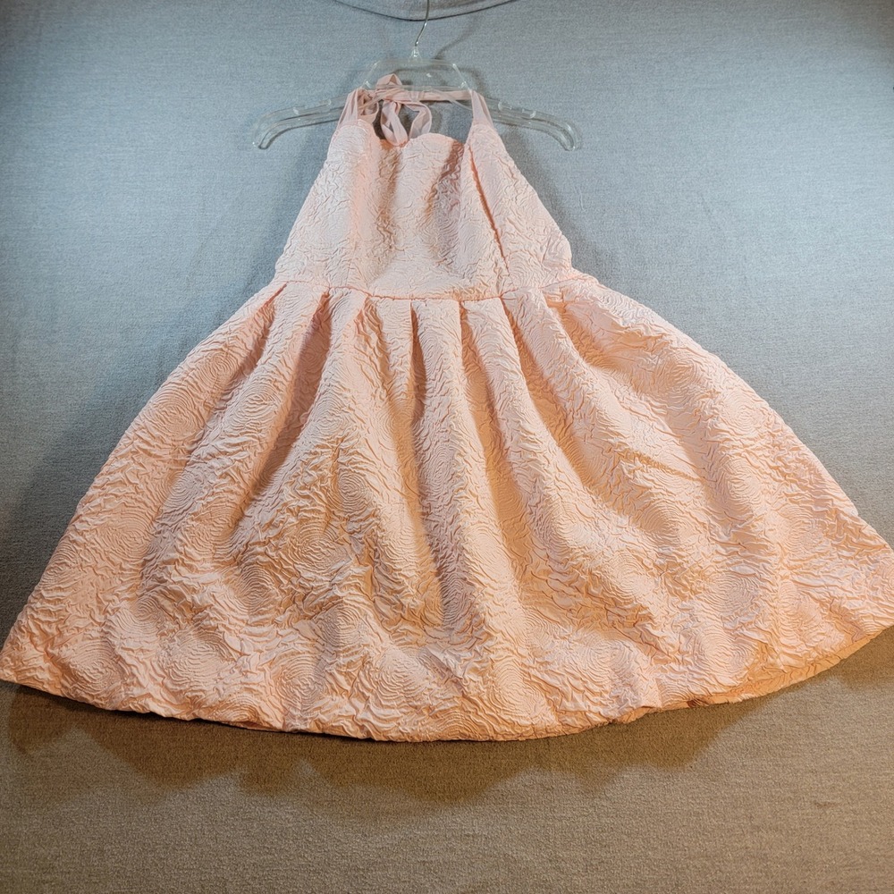 SHEIN Halter Mini Dress Womens L Pink Excellent Jacquard Fit & Flare Party 774